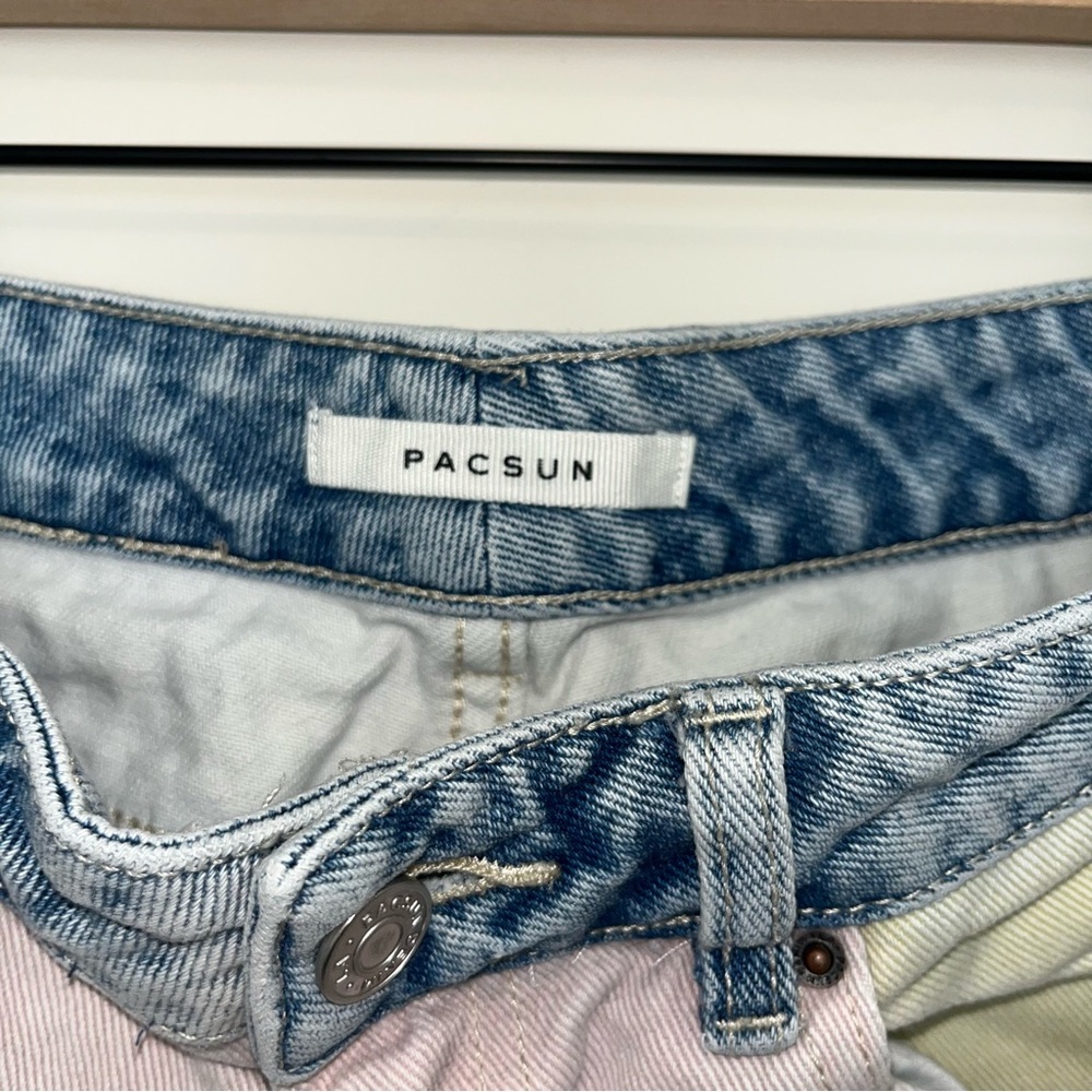 PacSun Pink, Blue, and Yellow Color-Block Mom Shorts - Picture 4 of 5
